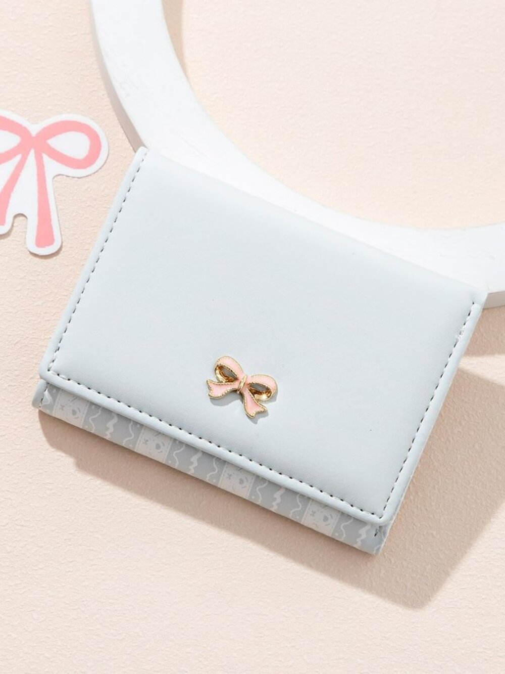 NEW Bow Small Wallet Pink Aesthetic w Card Slots ID Window Cute Fashion Classy